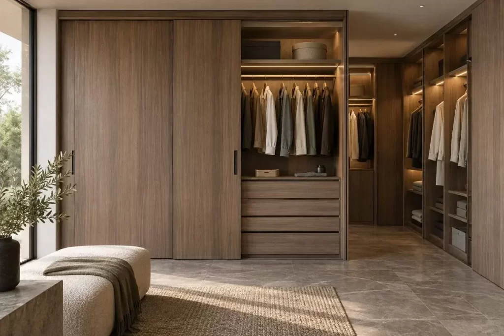 fitted walk in wardrobe interior
